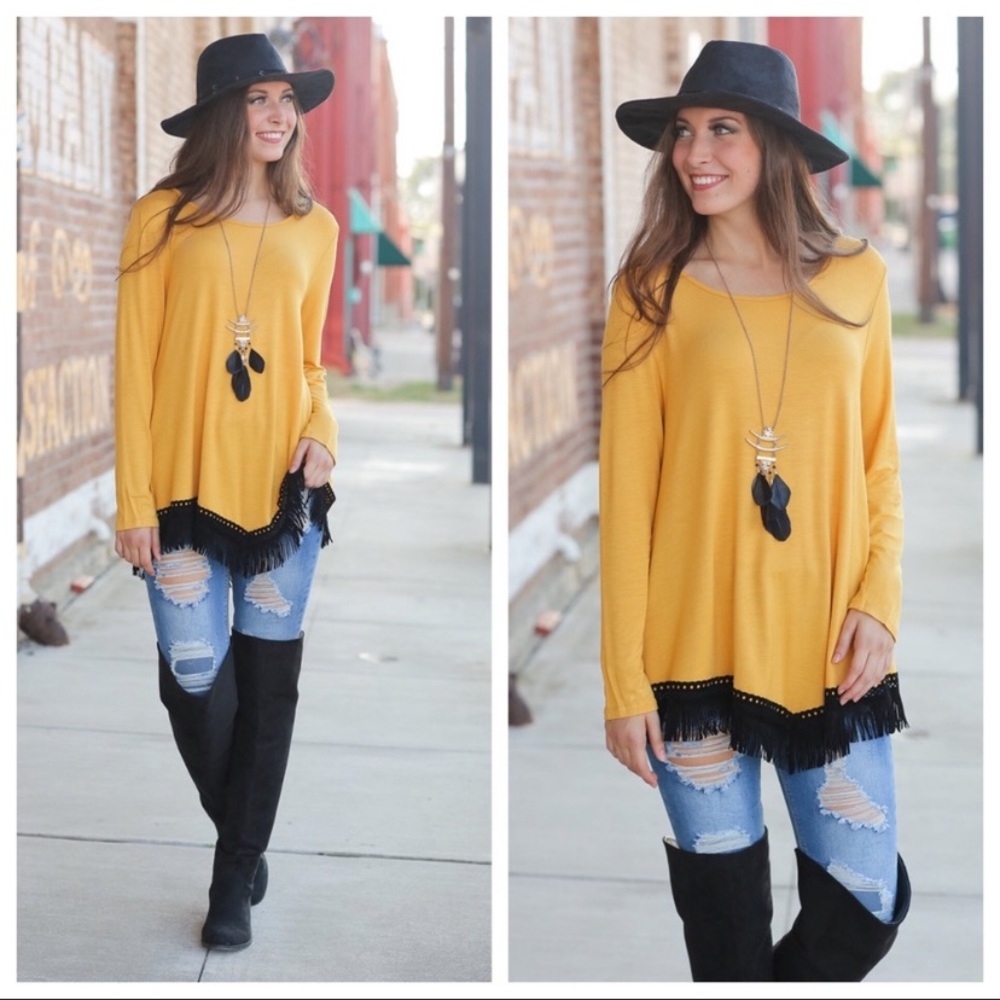 Mustard Yellow Fringe Tunic